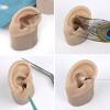1 Pair Ear Practice Model, Novice Soft Silicone Flexible Ear Model Props for Jewelry Display (Dark Skin Color) view 4