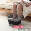 DoroSun Collapsible Foot Tub Feet Soaking Spa Bath with Massager Acupoints for Circulation, Plastic Inflatable Feet Soak Basin Foldable Foot Soaker Bucket Footbath Bowl Tools for Men Adults, Black view 4