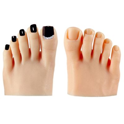 1 Pair Silicone Foot Model, Nail Art Training Display Fake Half Foot Model Pedicure Practice Silicone Foot Model (Light Skin Color)