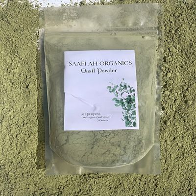 SAAFI AH ORGANICS Qasil Powder Natural Leaf Powder, exfoliates, detoxifies, Helps with clogged pores and Blemishes. soap,Used as a Shampoo. (Large 5 oz)