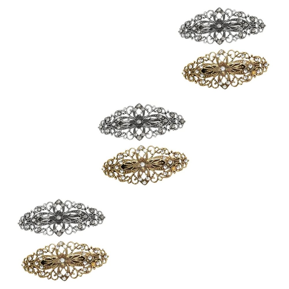 minkissy 6pcs Vintage Flower Hair Barrettes for Women Hollow Floral Design Spring Hair Clips Stylish Ponytail Accessories Detail for Daily and Special Occasions