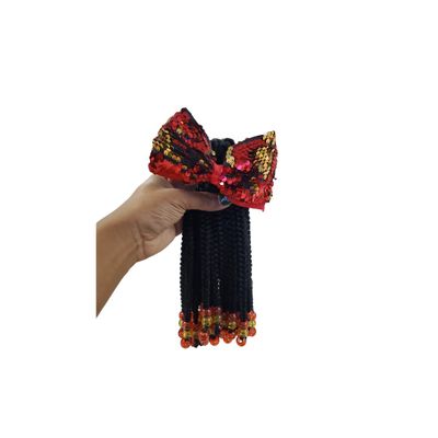 Braided RED GOLD Kid Ponytail (1)
