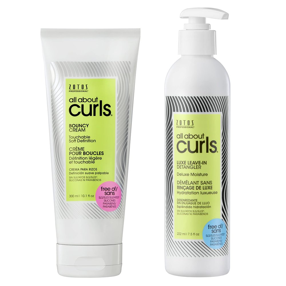 ALL ABOUT CURLS Bouncy Styling Cream & Luxe Leave-In Detangler | Touchable Soft Definition | Define, Moisturize, De-Frizz | All Curly Hair Types