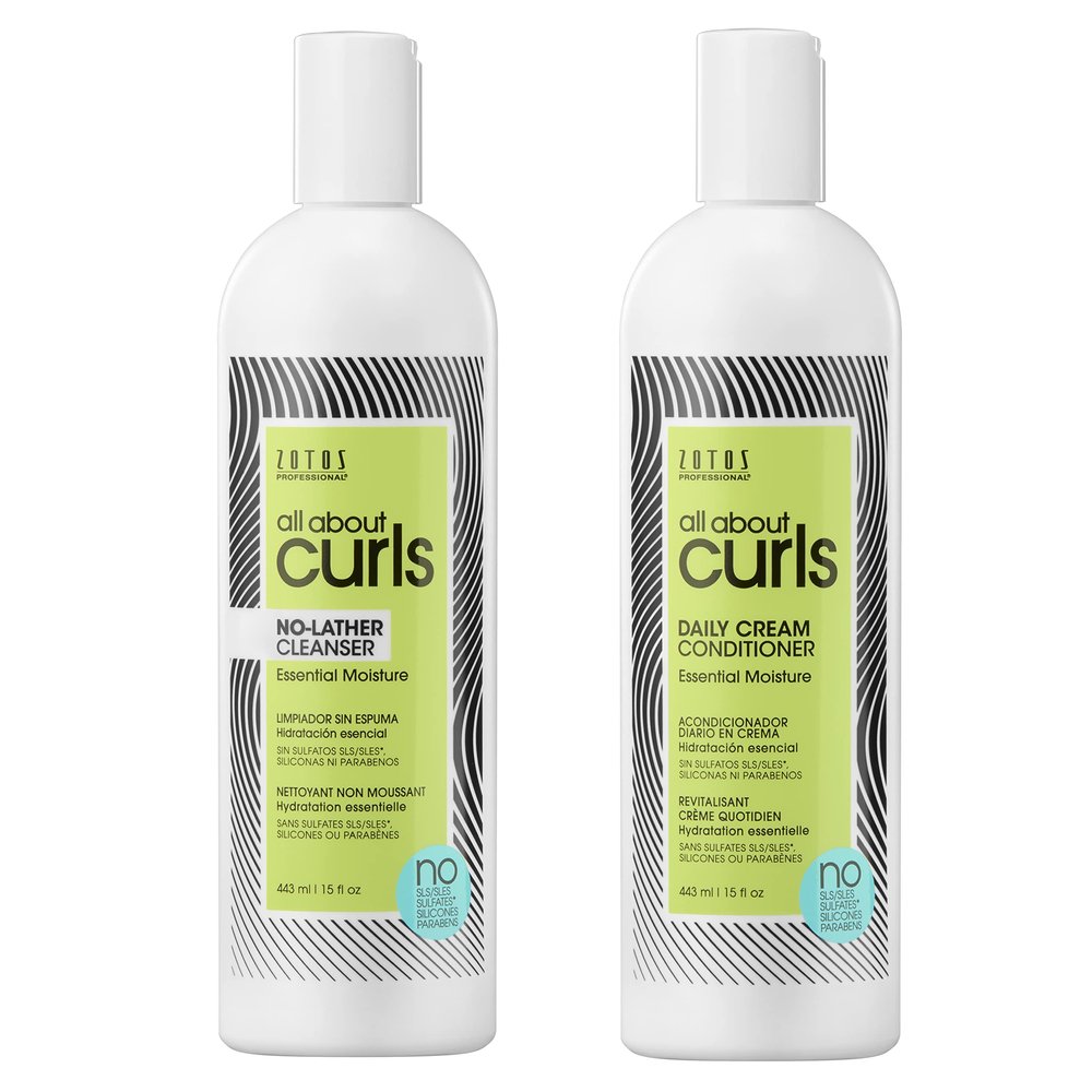 All About Curls No-Lather Cleanser Shampoo & Daily Cream Conditioner | Essential Moisture | Gentle Cleansing | Suds-Free | All Curly Hair Types