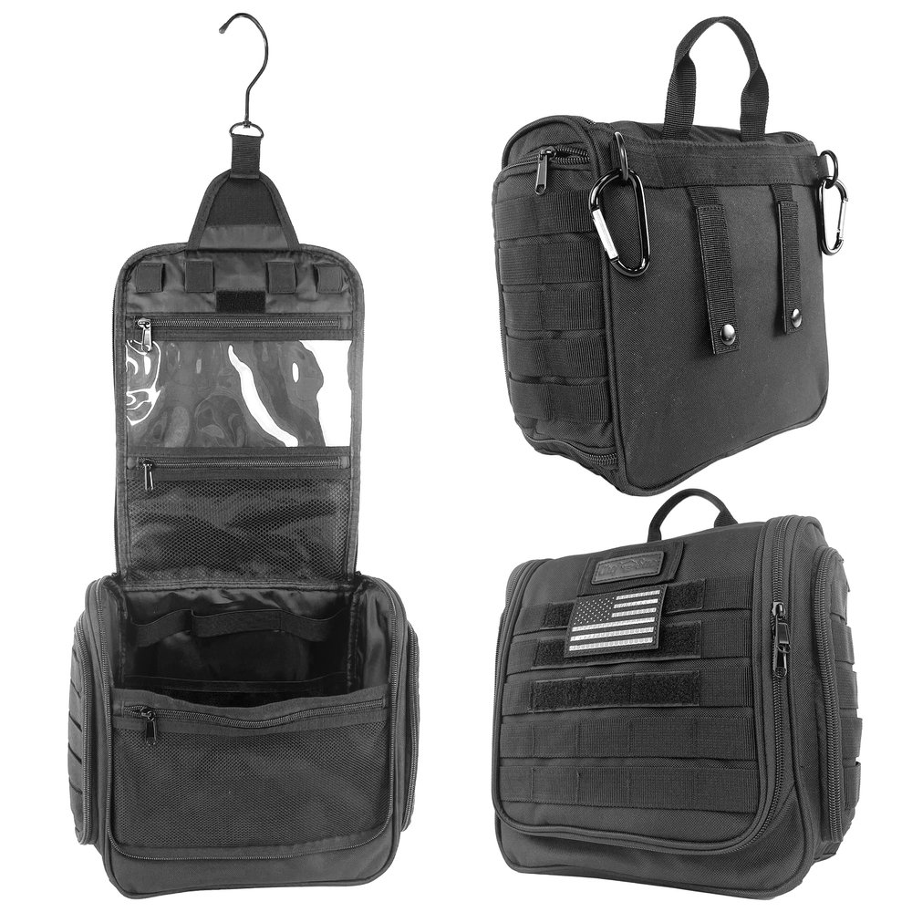 Chef Sac Tactical Toiletry Bag: Dopp Kit with 12 Compartments | Luggage Grade Zippers | MOLLE Webbing & Detachable Paracord Handle | Perfect for Travel and Outdoor Adventures