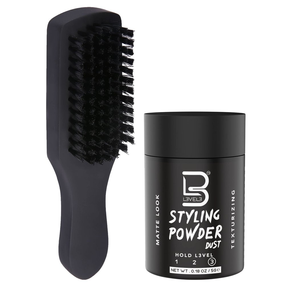 L3 Club Brush - Perfect for Hair Cutting and Fading - Gentle Yet Effective Bristle - for Barbers (Sample Powder Included)