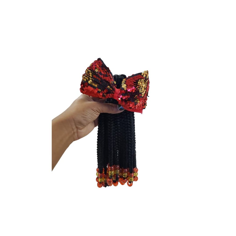 Braided RED and GOLD Kid Ponytail (1B)