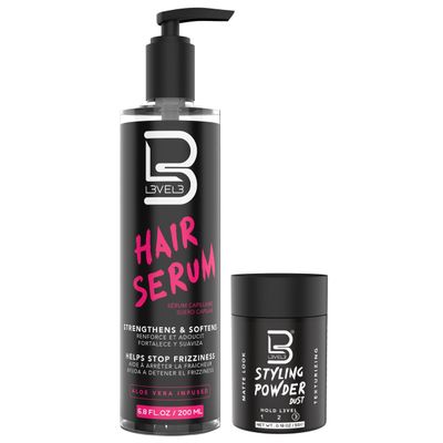 L3 Level 3 Hair Serum - Repairs your Damaged Hair - Softens and Smoothing - Level Three Hair Smoothing Serum - Reduces Frizziness (Sample Powder Included)