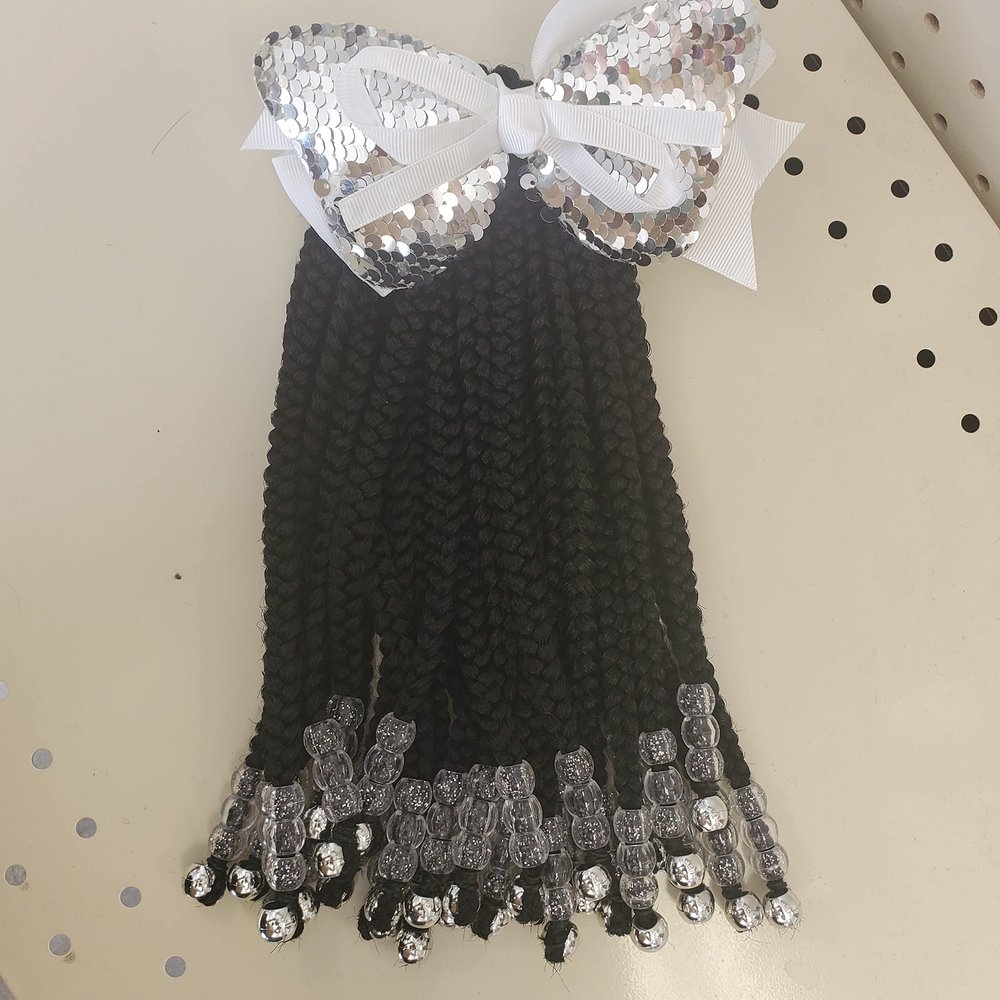 Braided CLEAR Glitter Kid Ponytail (1)