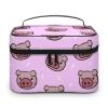 Makeup Bag Organizer Cosmetic Bag, Piggy Pink Pig Head Makeup Bag Portable PU Leather Makeup Travel Case Pouch Organizer Toiletry Bag with Handle for Girl Women Ladies view 1