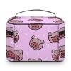 Makeup Bag Organizer Cosmetic Bag, Piggy Pink Pig Head Makeup Bag Portable PU Leather Makeup Travel Case Pouch Organizer Toiletry Bag with Handle for Girl Women Ladies view 3