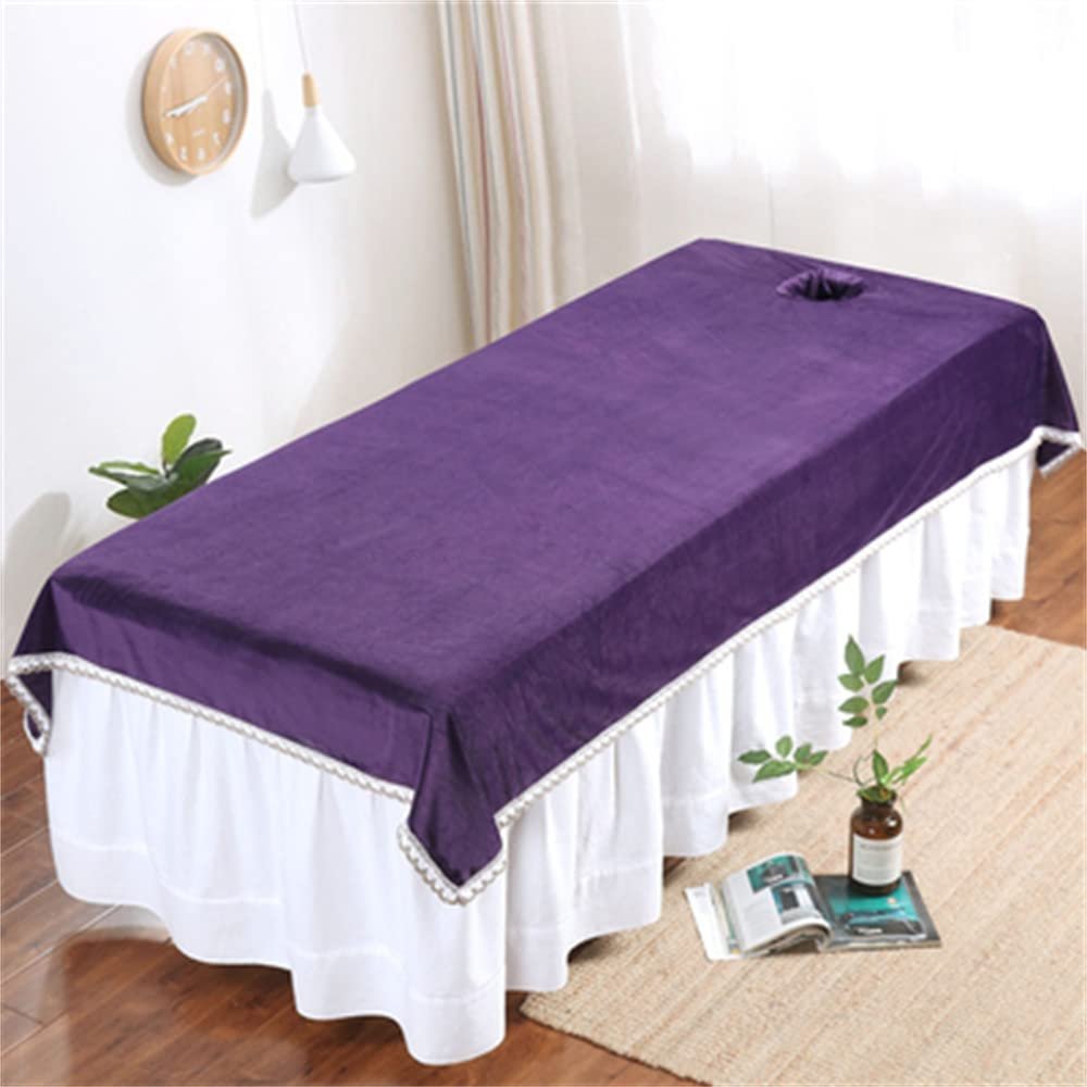 Breathable Protective Massage Table Bed Cover Soft Beauty Massage SPA Couch Cover Pure Color Beauty Salon Spa Massage Table Cloth Anti-Slip Beauty Bed Sheet Cover with Face Hole-L 31x79inch(80x200cm)