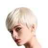 QUEENTAS Short Blonde Wigs for White Women Pixie Cut Layered Short Synthetic Hair Wig Daily Use and Cosplay (White Blonde) view 3