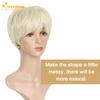 QUEENTAS Short Blonde Wigs for White Women Pixie Cut Layered Short Synthetic Hair Wig Daily Use and Cosplay (White Blonde) view 4