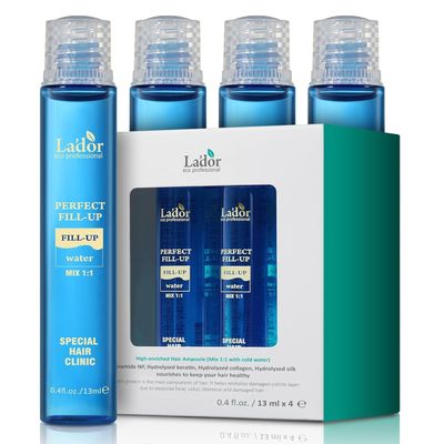 LA'DOR Perfect Hair Fill Up Original 3 Seconds Intensive Keratin Hair Mask Rinse Off Treatment for Bleached Frizzy Damaged Dry Perms Dyes Deep Conditioner Protein Self Hair Care (1. 0.4 Fl Oz x 4 ea)