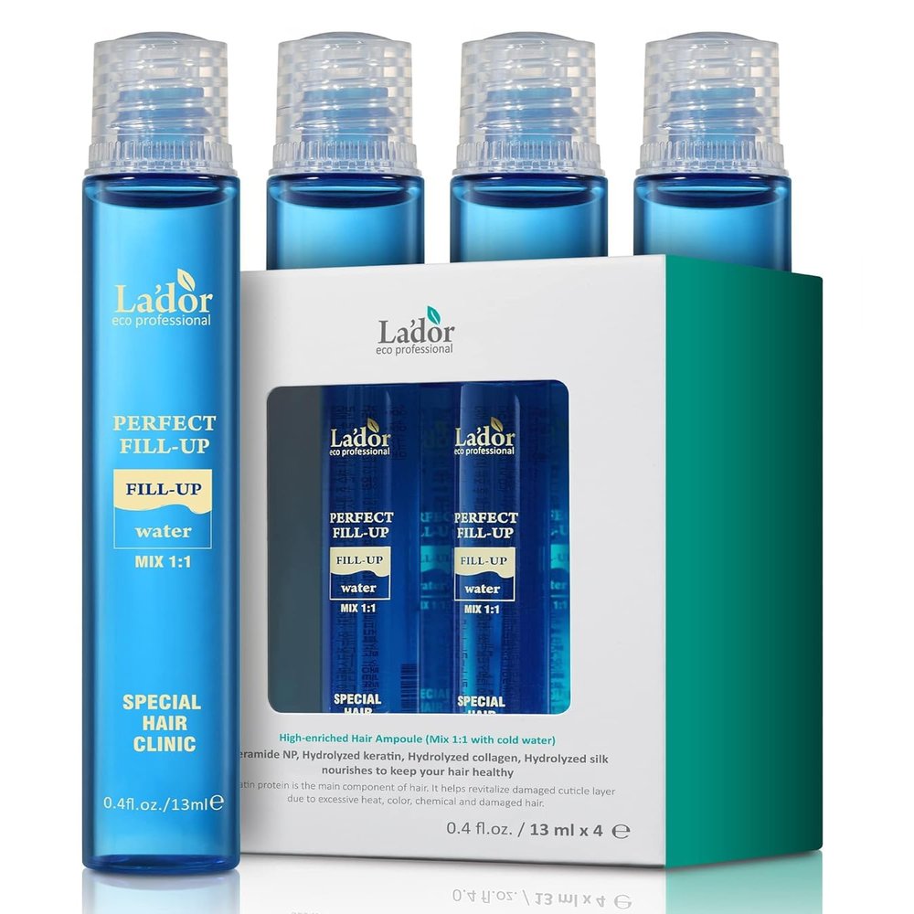 LA'DOR Perfect Hair Fill Up Original 3 Seconds Intensive Keratin Hair Mask Rinse Off Treatment for Bleached Frizzy Damaged Dry Perms Dyes Deep Conditioner Protein Self Hair Care (1. 0.4 Fl Oz x 4 ea)
