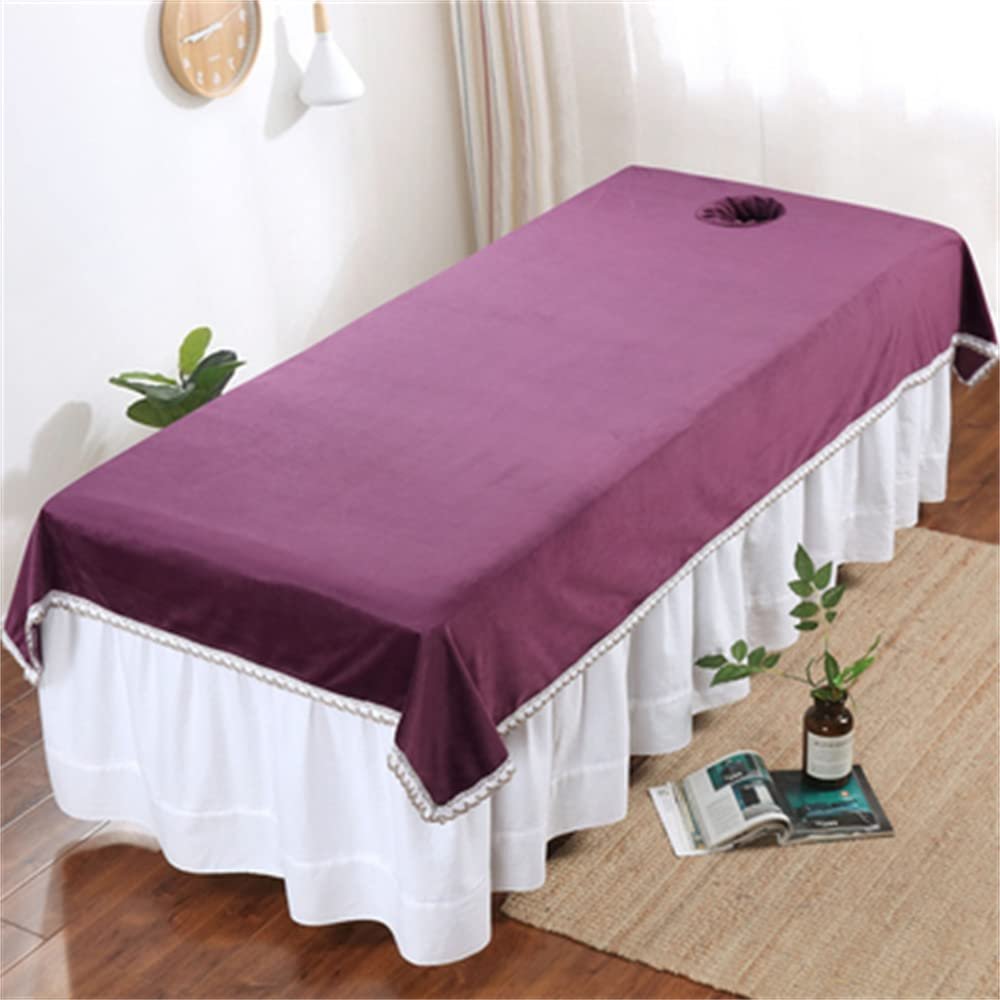 Breathable Protective Massage Table Bed Cover Soft Beauty Massage SPA Couch Cover Pure Color Beauty Salon Spa Massage Table Cloth Anti-Slip Beauty Bed Sheet Cover with Face Hole-G 31x79inch(80x200cm)