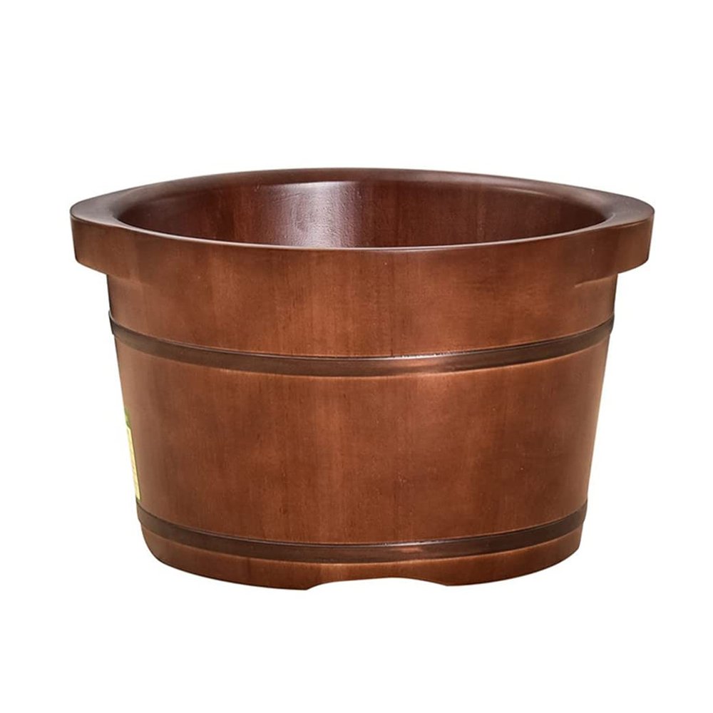 QPZK Wood Foot Bath Barrel Removable Rollers, Solid Wood Foot Spa Tub with Lid, Household Thicken Pedicure Foot Soak Tub to Relieve Feet Stress, Foot Wash Basin Comfort F 24CM