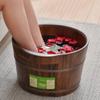QPZK Wood Foot Bath Barrel Removable Rollers, Solid Wood Foot Spa Tub with Lid, Household Thicken Pedicure Foot Soak Tub to Relieve Feet Stress, Foot Wash Basin Comfort F 24CM view 4