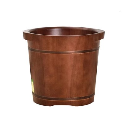 QPZK Wood Foot Bath Barrel Removable Rollers, Solid Wood Foot Spa Tub with Lid, Household Thicken Pedicure Foot Soak Tub to Relieve Feet Stress, Foot Wash Basin Comfort F 35CM