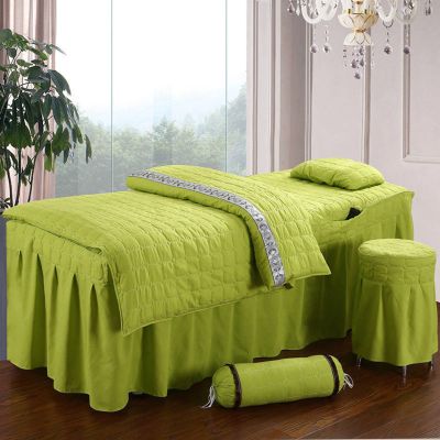 MIPOPS 4-Piece Microfiber Massage Table Sheet Set, Beauty Salon Massage Table Skirt Set Bedspreads Bed Skirt Sheet European-Style Massage Aromatherapy Cover(K,190x80cm(75x31inch))