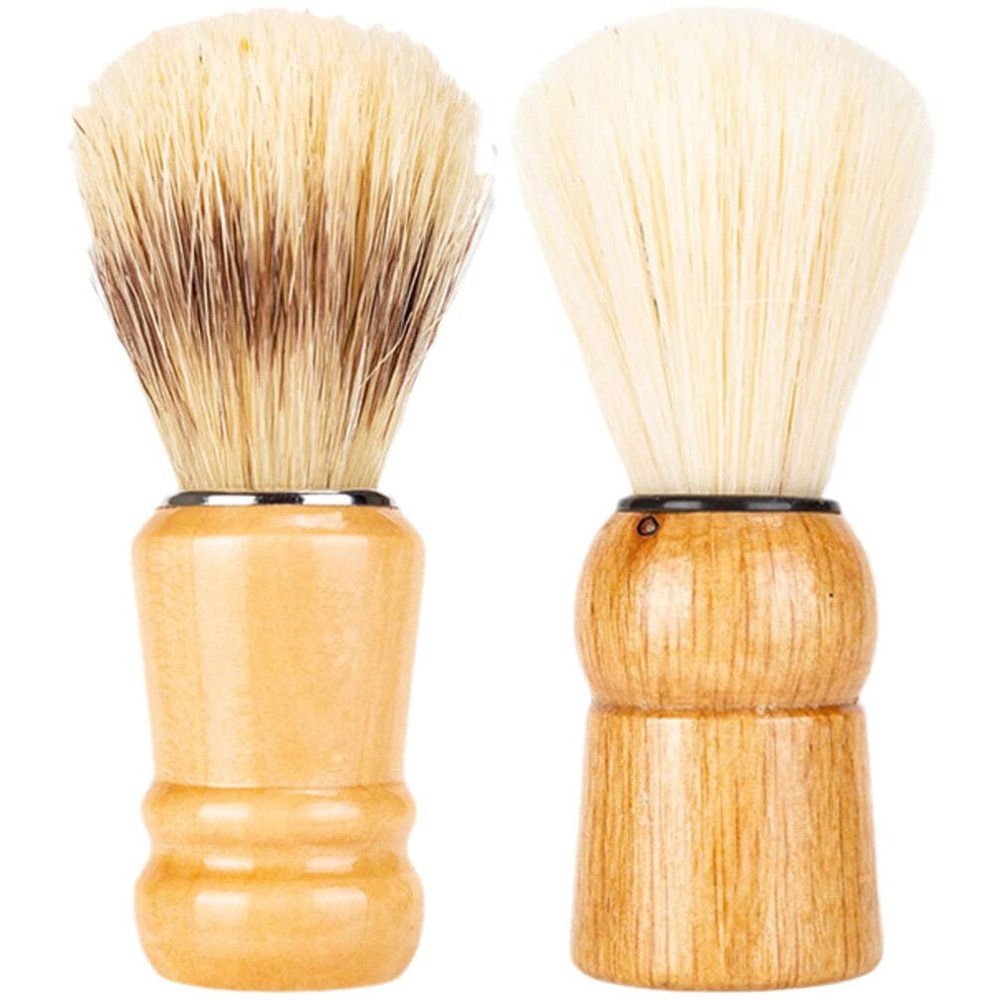 2pcs Beard Brush Father's Day Shave Accessory Shave Brush Shaving Brush Wood Handle Shaving Shave Cream Brush Shaving Cream Brush Mustache Brush Shaving for Men