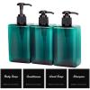 Suream 9.5oz Refillable Pump Press Bottles with 20Pieces Removable Stickers, 280ml Reuable Cosmetic Empty Bottle, Bathroom Countertop Shower Dispensers for Body Wash, Hand Sanitizer, 3Pack view 1