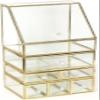 GIENEX Glass Cosmetic Storage Box Drawers Makeup Organizer Desktop Cotton Swab Lipstick Holder Make Up Organizer Girl Gift view 1