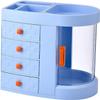GIENEX Transparent Portable Cosmetic Box Desktop Organizer Makeup Dustproof Cosmetic Storage Box Home Organization and Storage Blue view 1