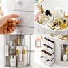 GIENEX Transparent Portable Cosmetic Box Desktop Organizer Makeup Dustproof Cosmetic Storage Box Home Organization and Storage Blue view 3