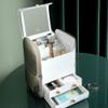 GIENEX Jewelry Display Case Makeup Organizer Cosmetic Storage Box with LED Mirror 3-Level Dimming Lipstick Necklace Storage Dressing Table Shelf Makeup Box view 2