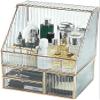 GIENEX Golden Vintage Glass Lidded Rectangle Jewelry Box, Clear Glass & Brass Metal Storage Jewelry and Cosmetic Makeup Organizer with Lid Beauty Display view 1