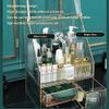 GIENEX Golden Vintage Glass Lidded Rectangle Jewelry Box, Clear Glass & Brass Metal Storage Jewelry and Cosmetic Makeup Organizer with Lid Beauty Display view 2
