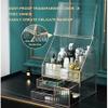 GIENEX Golden Vintage Glass Lidded Rectangle Jewelry Box, Clear Glass & Brass Metal Storage Jewelry and Cosmetic Makeup Organizer with Lid Beauty Display view 3