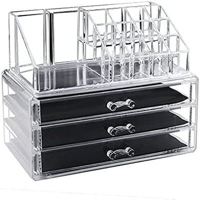 GIENEX Cosmetic Storage Box Acrylic Makeup Organizer Lipstick Powder Cosmetic Storage Box Brush Holder Transparent Jewelry Display Drawers