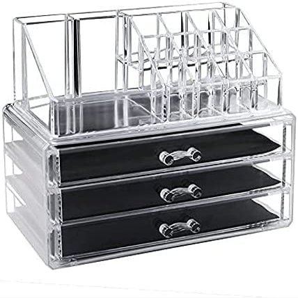GIENEX Cosmetic Storage Box Acrylic Makeup Organizer Lipstick Powder Cosmetic Storage Box Brush Holder Transparent Jewelry Display Drawers
