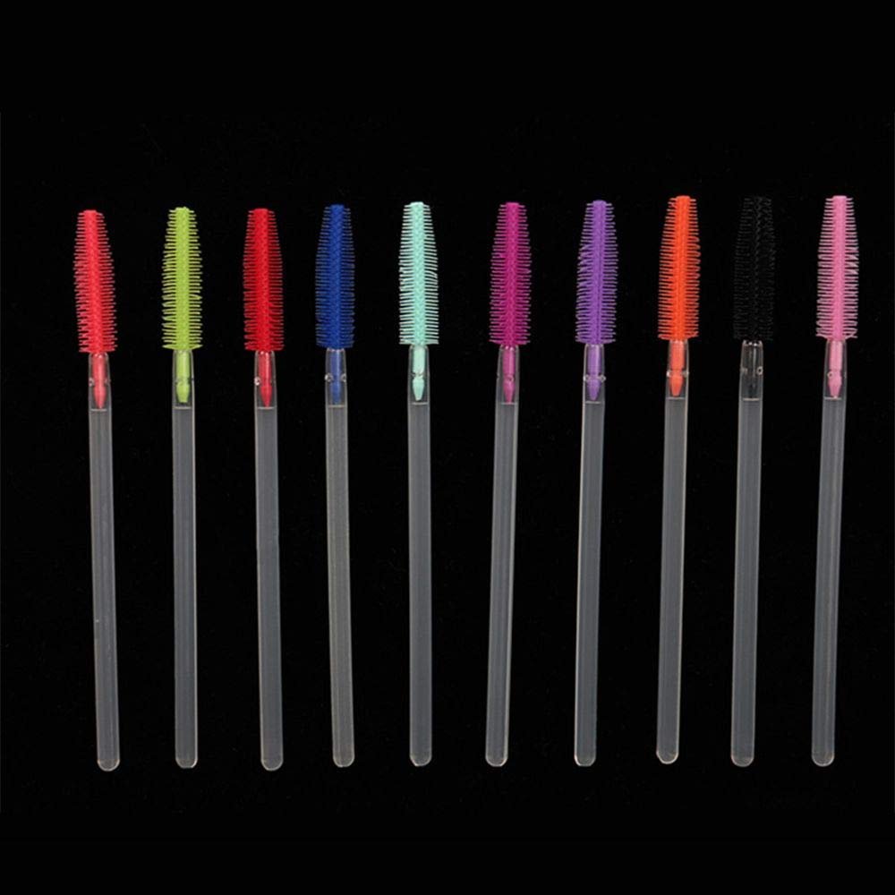 100 pcs Disposable Eyebrow Brush Mascara Wand Applicator Cosmetic Brushes Eyebrow Comb for Eyelash Extension (10 color)