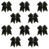 Black - 10 Pcs 7 Inch Jumbo Cheer Bows Ponytail Holder Cheerleading Girls Bow Hair Tie view 1