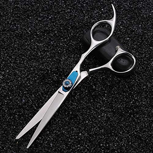 Hair Cutting Scissors, 6 inch japan steel gem cut hair salon scissors cutting barber makas haircut Thinning shears hairdressing scissors (Color : Blue set)