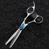 Hair Cutting Scissors, 6 inch japan steel gem cut hair salon scissors cutting barber makas haircut Thinning shears hairdressing scissors (Color : Blue set) view 2