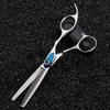 Hair Cutting Scissors, 6 inch japan steel gem cut hair salon scissors cutting barber makas haircut Thinning shears hairdressing scissors (Color : Blue set) view 4