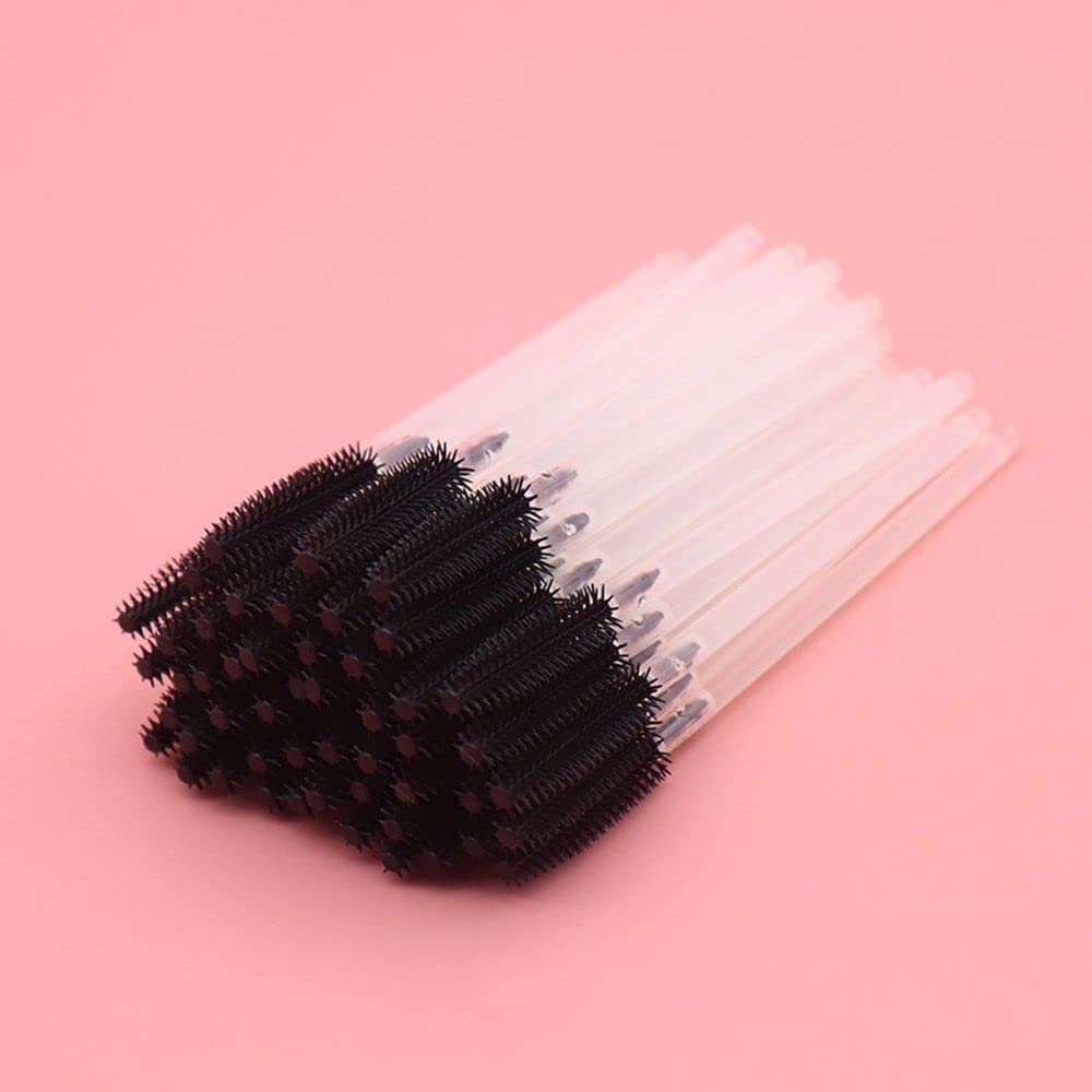 100 pcs Disposable Eyebrow Brush Mascara Wand Applicator Cosmetic Brushes Eyebrow Comb for Eyelash Extension (black)