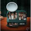 GIENEX Cosmetic Cases Light Luxury Cosmetic Storage Box with Fan LED Makeup Mirror Integrated Dressing Table Bathroom Mask Perfume Desktop Shelf Vanity Case view 3