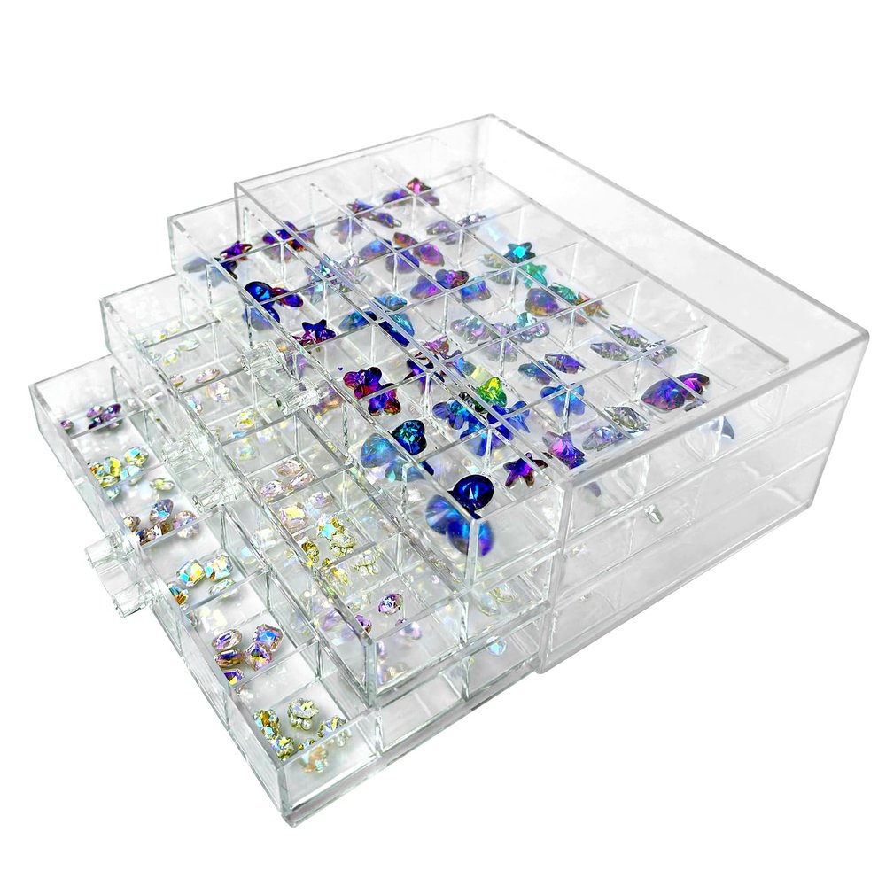 Guolich 3 Tier 72 Lattice Nail Organizers and Storage Clear Acrylic Nail Jewellery Accessories Storage Case Holder Shelves Display Rack Stand for Painted Glue,Brushed Glue,Carving Glue Nail Table