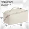 Niumike Large Capacity Travel Cosmetic Bags for Women - PU Leather Small Cute Makeup Bag Organizer Make Up Bags with Handle and Dividers Waterproof Portable Travel Toiletry Bag (Pink) view 4