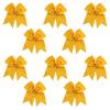 Athletic Gold - 10 Pcs 7 Inch Jumbo Cheer Bows Ponytail Holder Cheerleading Girls Bow Hair Tie view 1