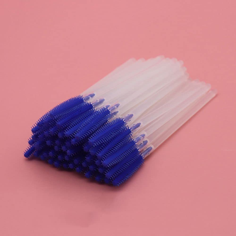 100 pcs Disposable Eyebrow Brush Mascara Wand Applicator Cosmetic Brushes Eyebrow Comb for Eyelash Extension (royal blue)