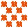 Orange - 10 Pcs 7 Inch Jumbo Cheer Bows Ponytail Holder Cheerleading Girls Bow Hair Tie view 1