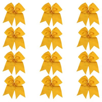 Athletic Blue - 12 Pcs 7 Inch Jumbo Cheer Bows Ponytail Holder Cheerleading Girls Bow Hair Tie