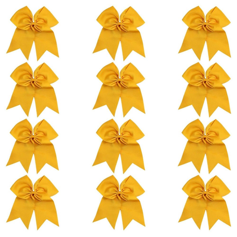Athletic Blue - 12 Pcs 7 Inch Jumbo Cheer Bows Ponytail Holder Cheerleading Girls Bow Hair Tie